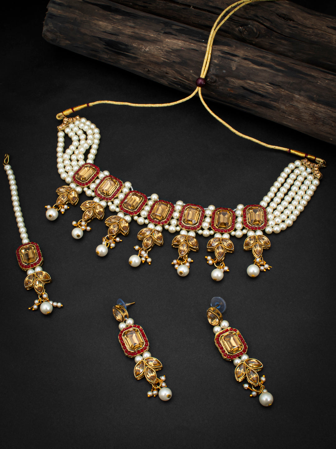 Sukkhi Beautiful LCT Gold Plated Pearl Choker Necklace Set for Women