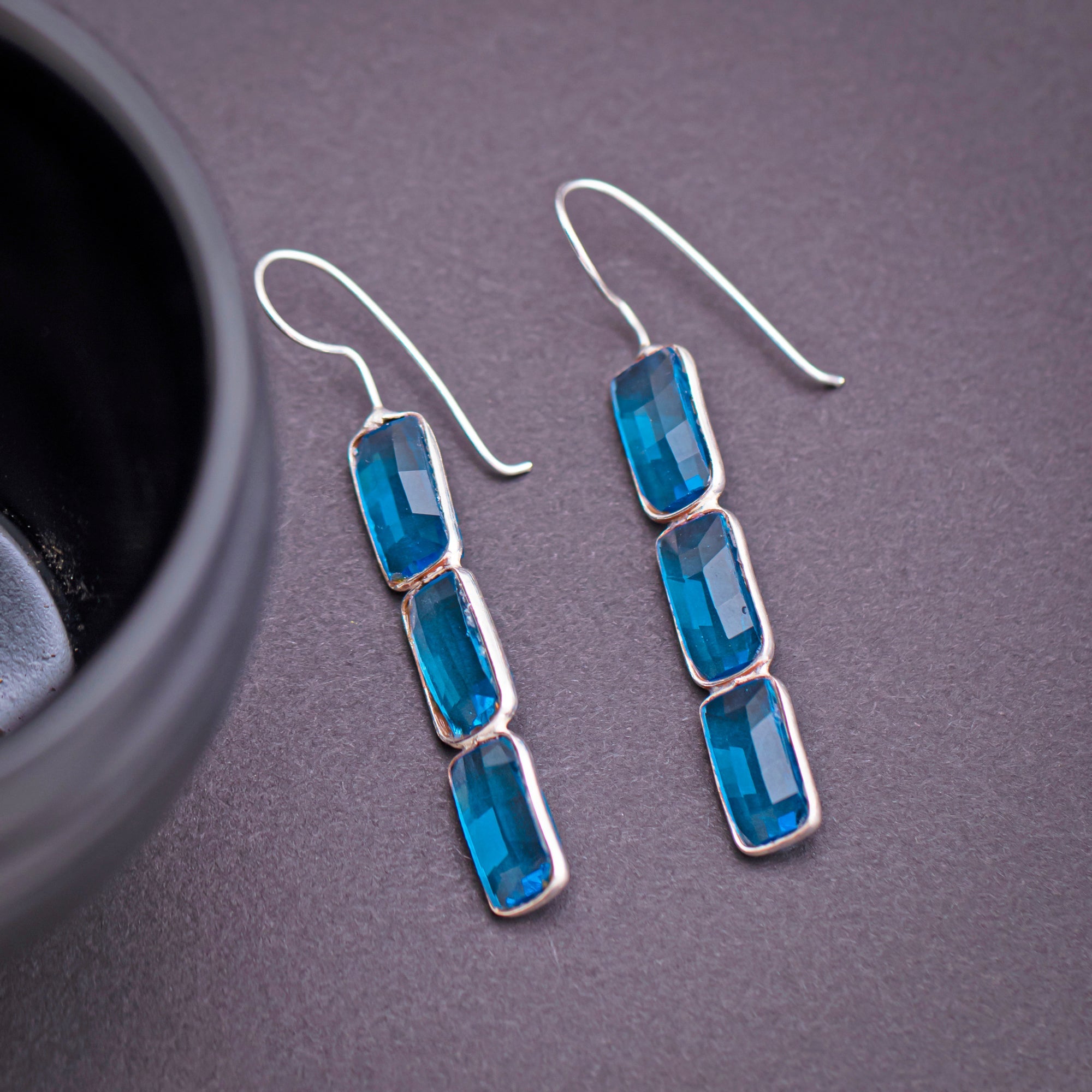 Sukkhi Sleek Oxidised Bluish Drop Earring for Women