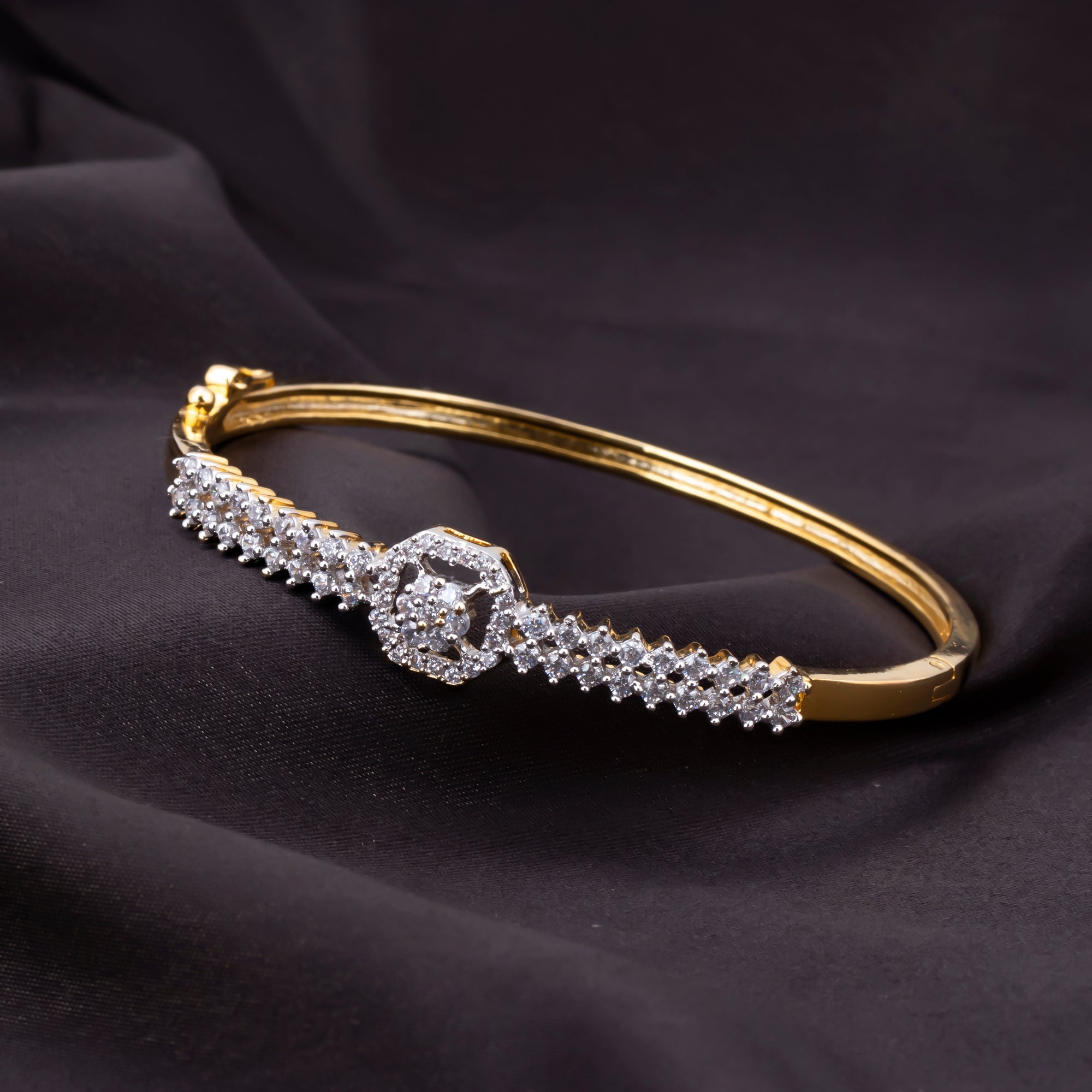 Sukkhi Glittery CZ Gold Plated Kada For Women