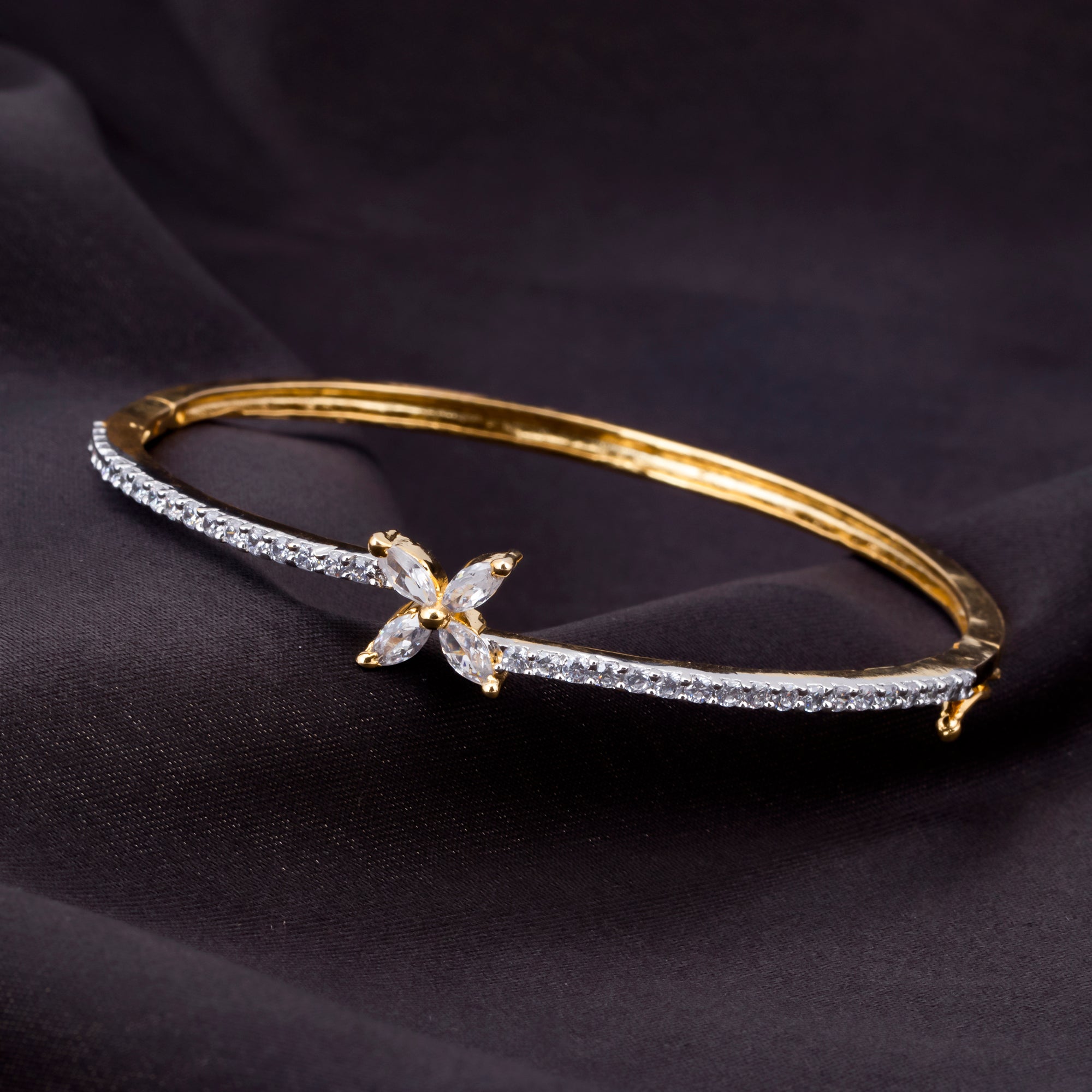 Sukkhi Floral CZ Gold Plated Kada For Women