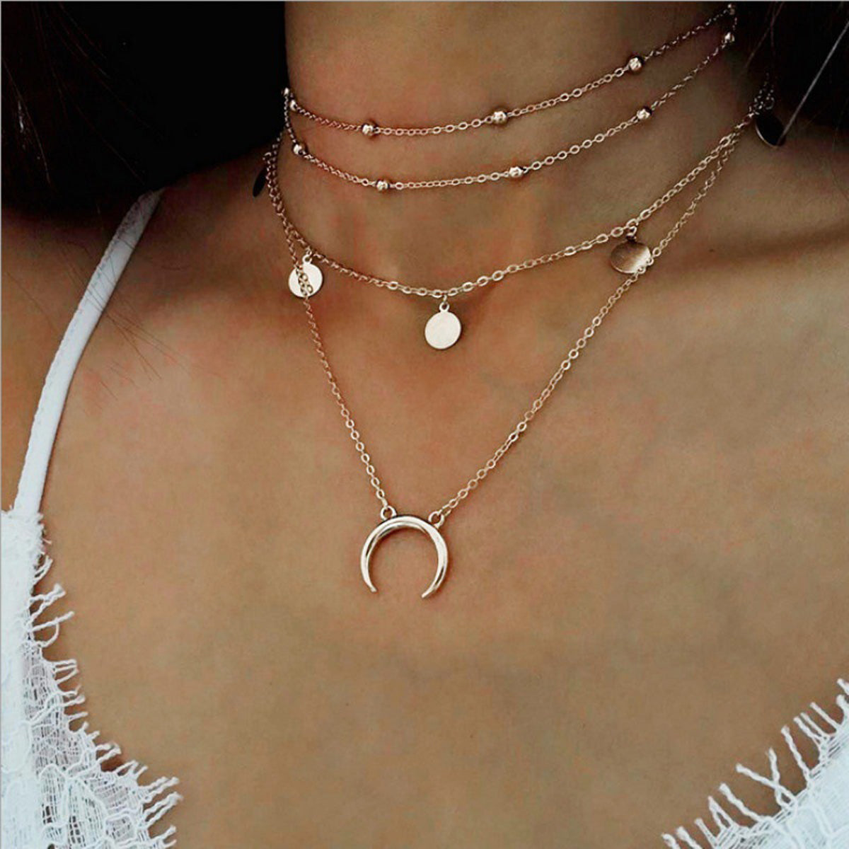 Scintillare by Sukkhi Charming Moon Gold Plated Multi Layered Necklace for Women