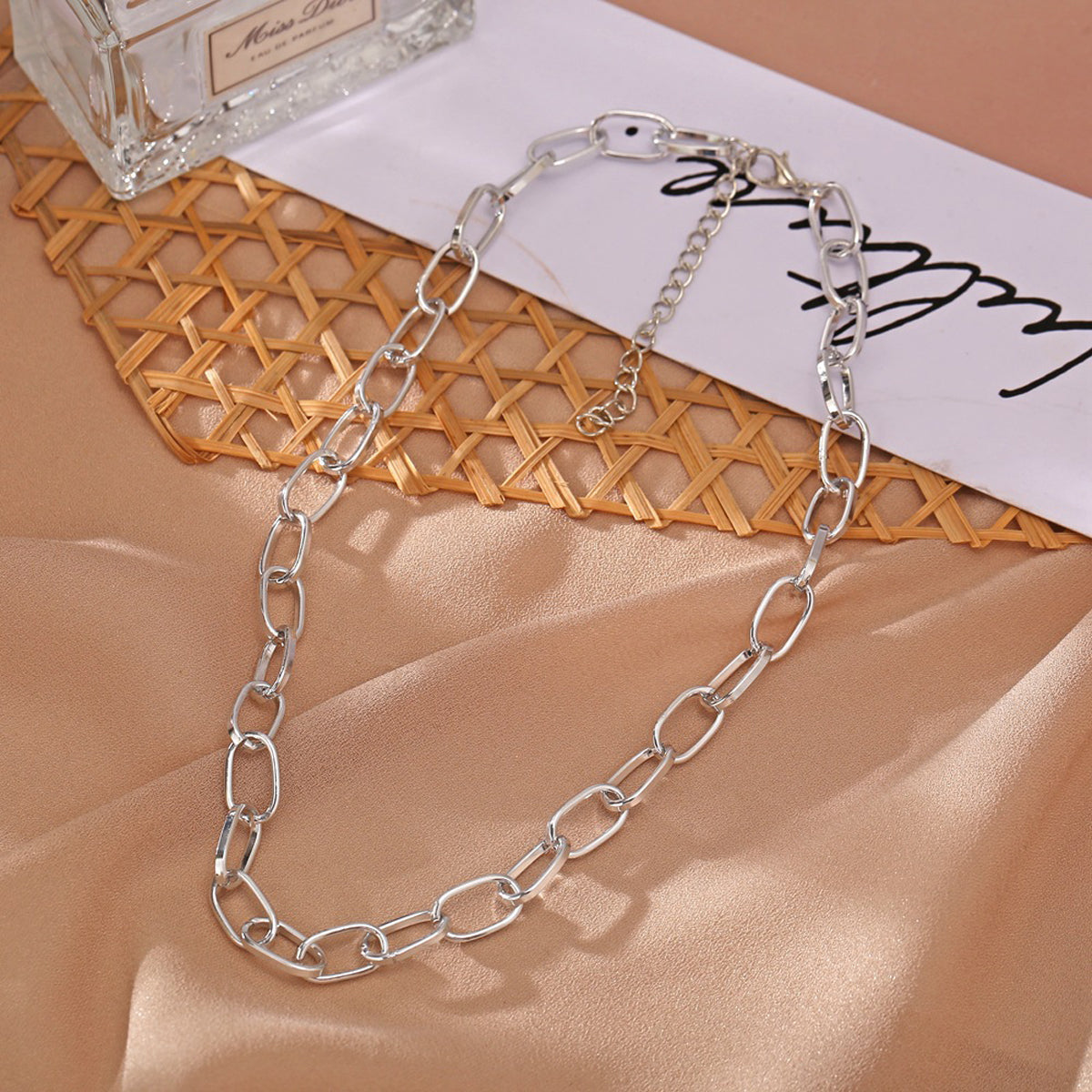 Scintillare by Sukkhi Marquise Rhodium Plated Box Chain Necklace for Women