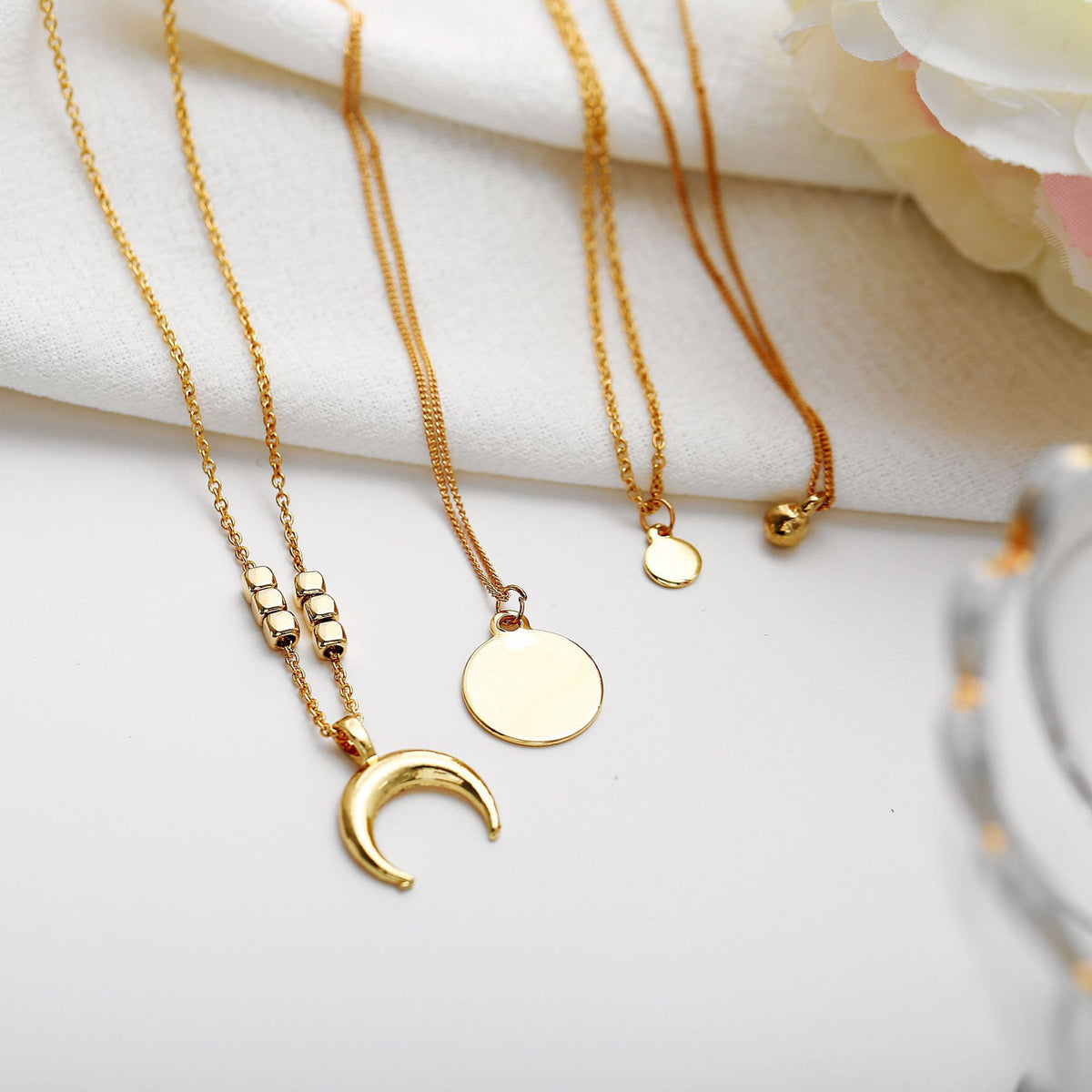Scintillare by Sukkhi Gold Plated Delicate Moon Multi Layered Necklace for Women