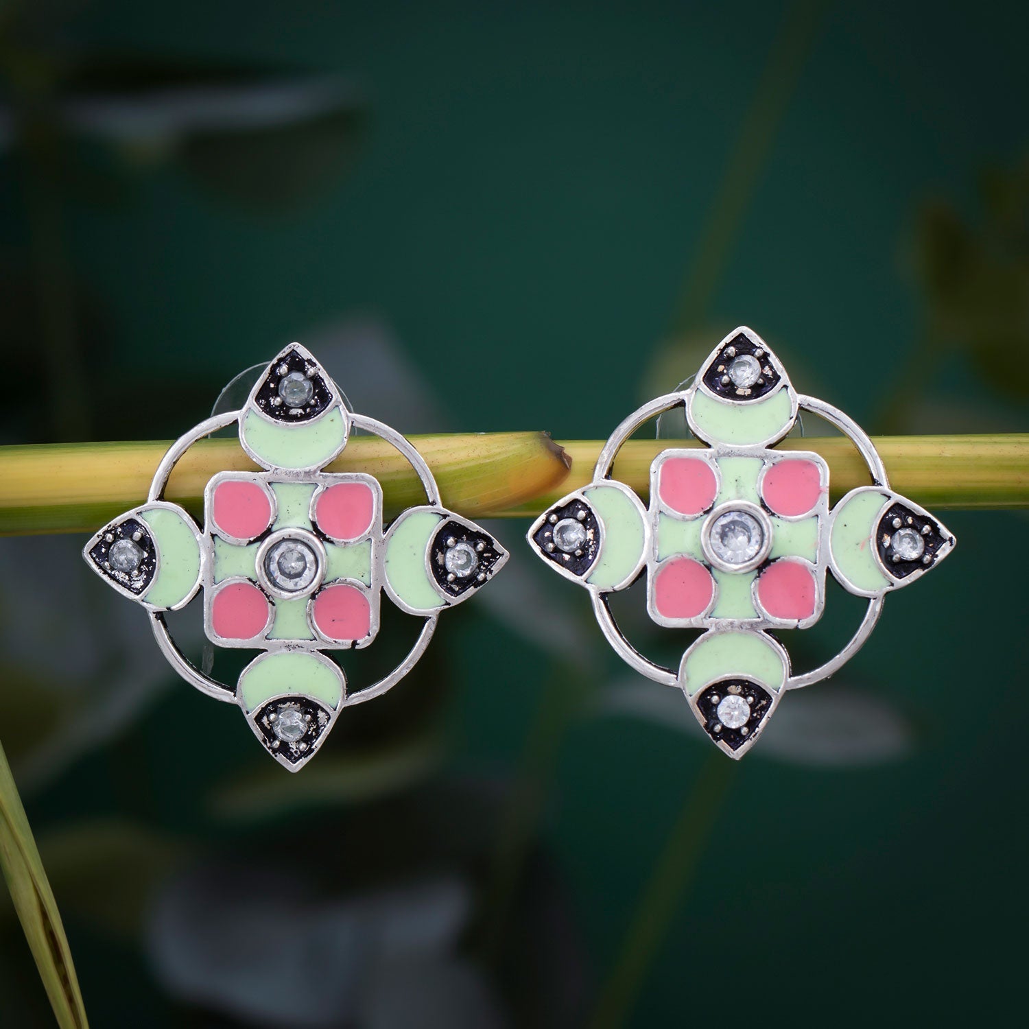 Sukkhi Dazzling Oxidized Meenakri Stud Earring for Women
