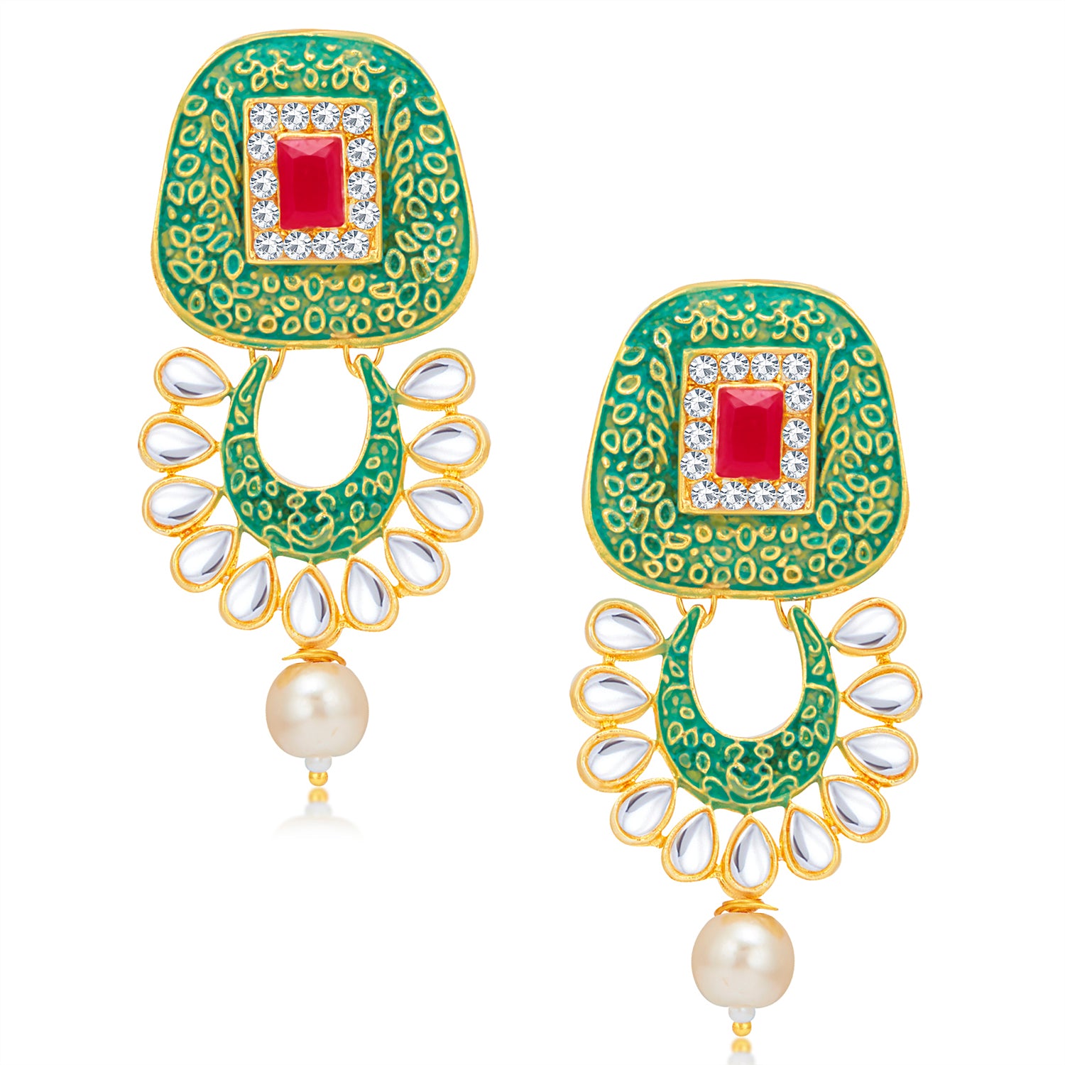 Sukkhi Glistening Kundan Gold Plated Mint Collection Necklace Set for Women