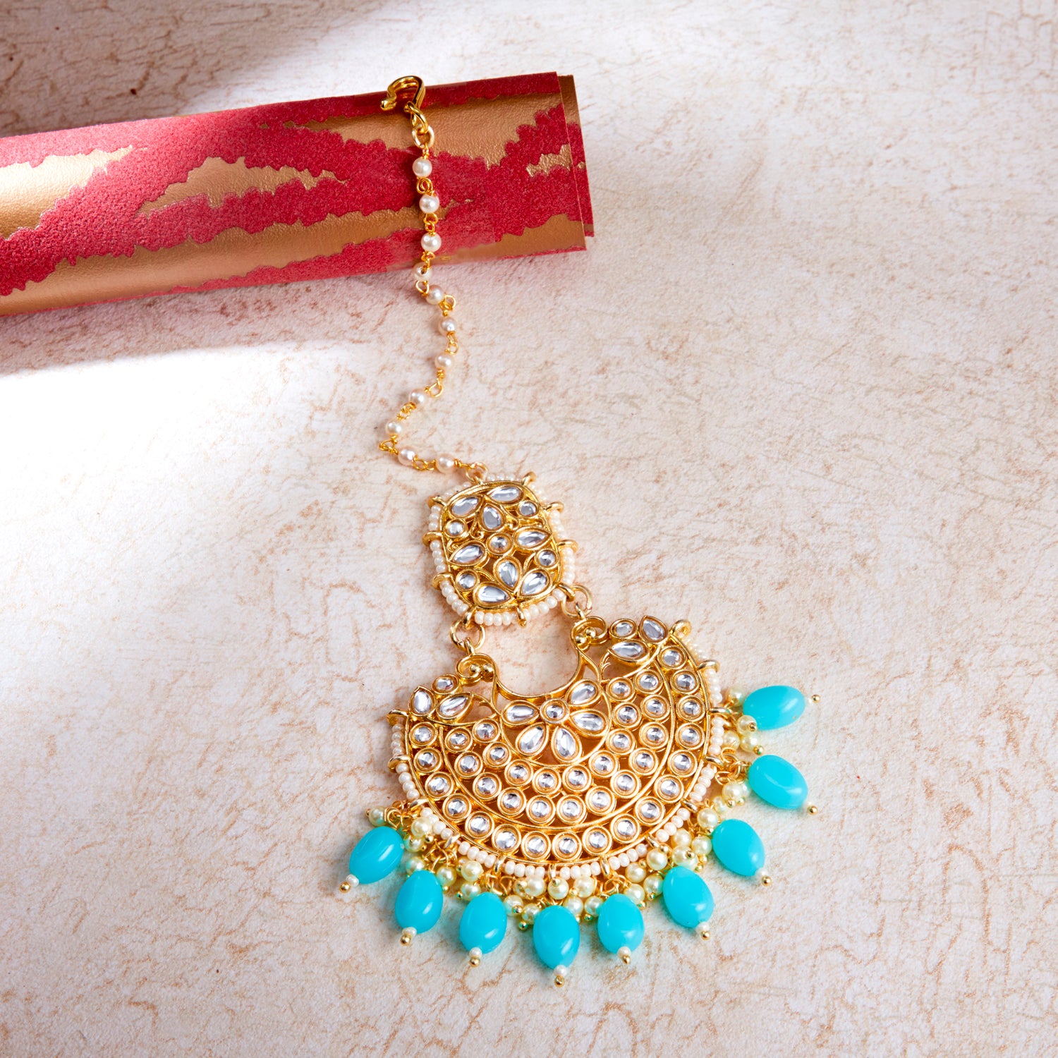 Sukkhi Fabulous Kundan Gold Plated Pearl Maangtikka Worn By Karisma Kapoor