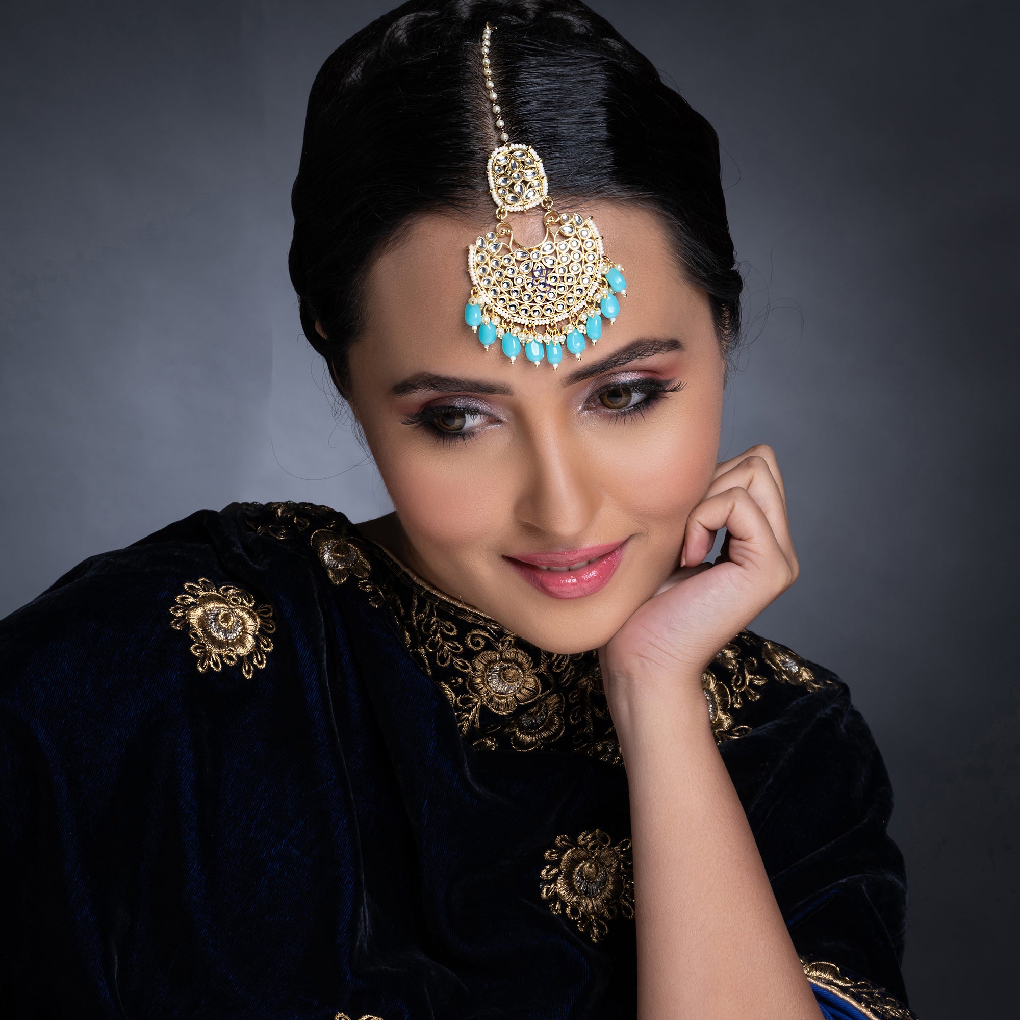 Sukkhi Fabulous Kundan Gold Plated Pearl Maangtikka Worn By Karisma Kapoor