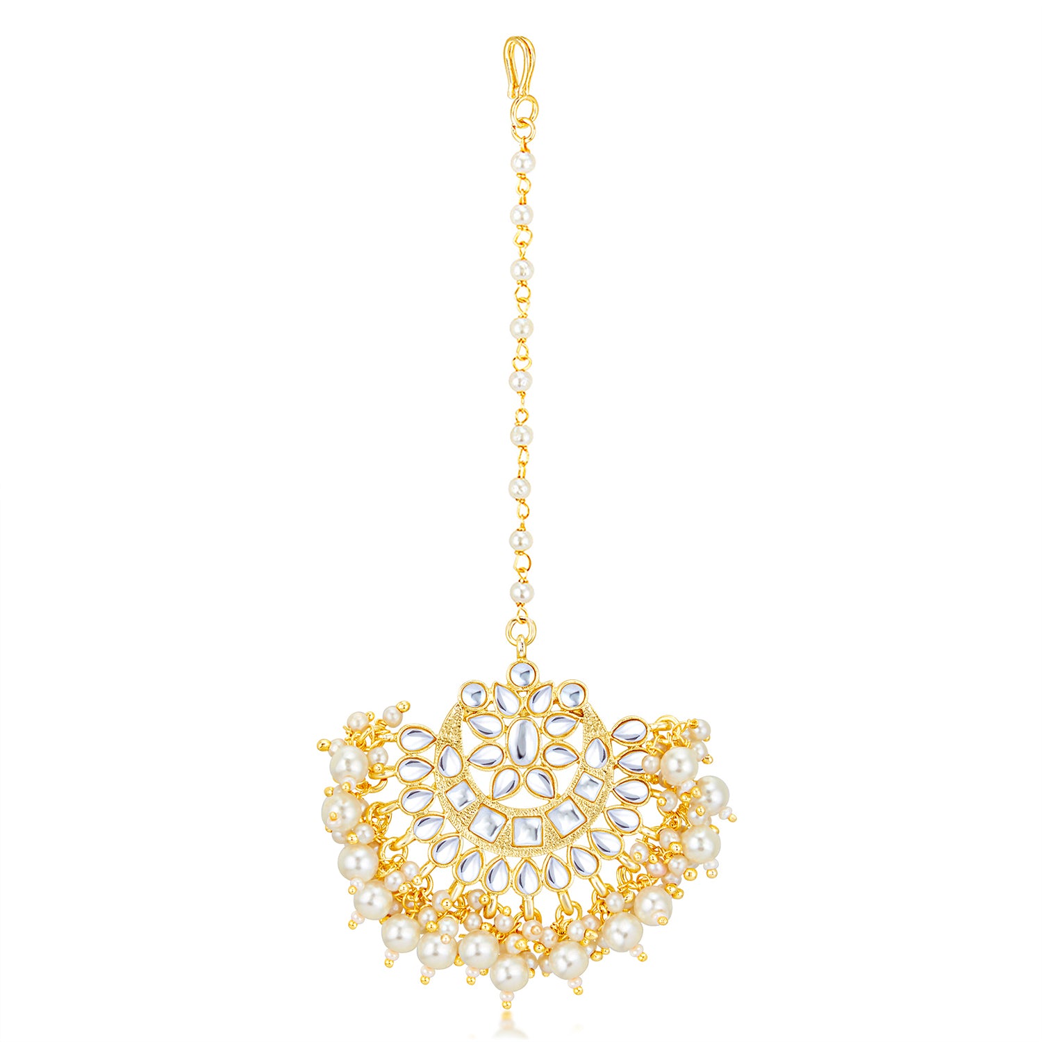 Sukkhi Artistically Kundan Gold Plated Pearl Maangtikka Worn By Karisma Kapoor