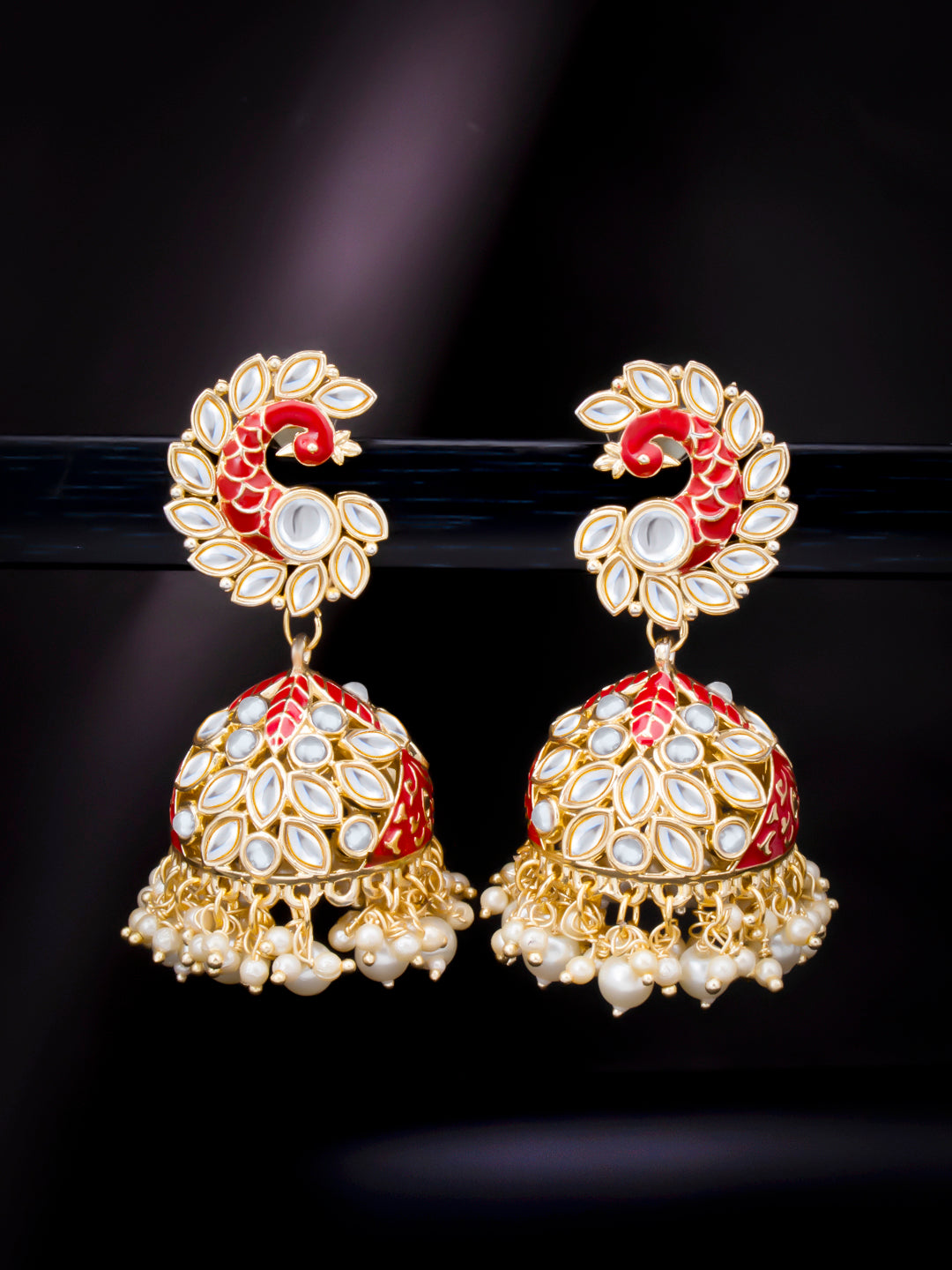 Sukkhi Elegant Kundan Gold Plated Meenakari Jumki Earring Set for Women (SKR85521)
