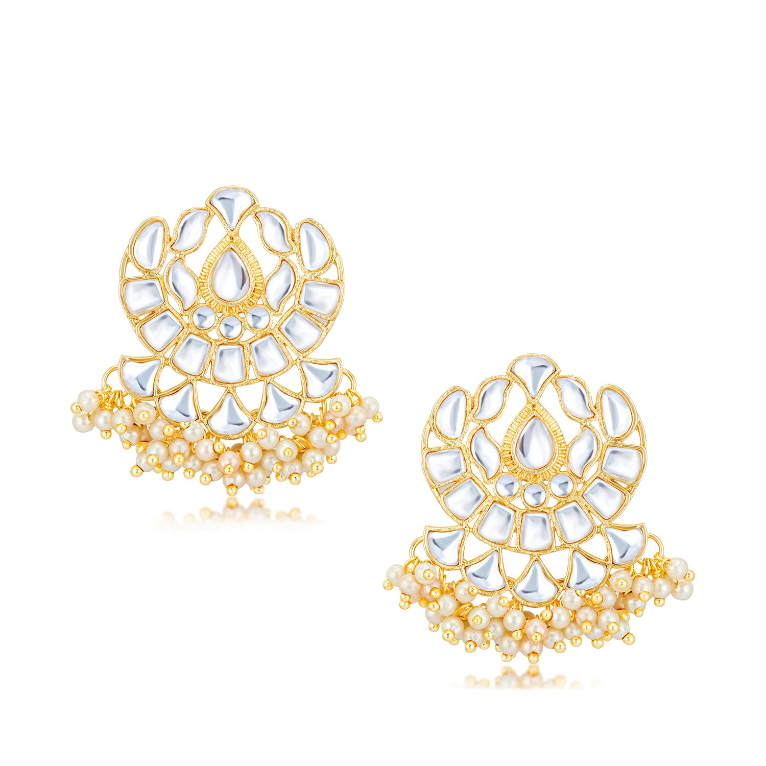 Sukkhi Fashionable Kundan Gold Plated Pearl Earring Set Worn By Karisma Kapoor