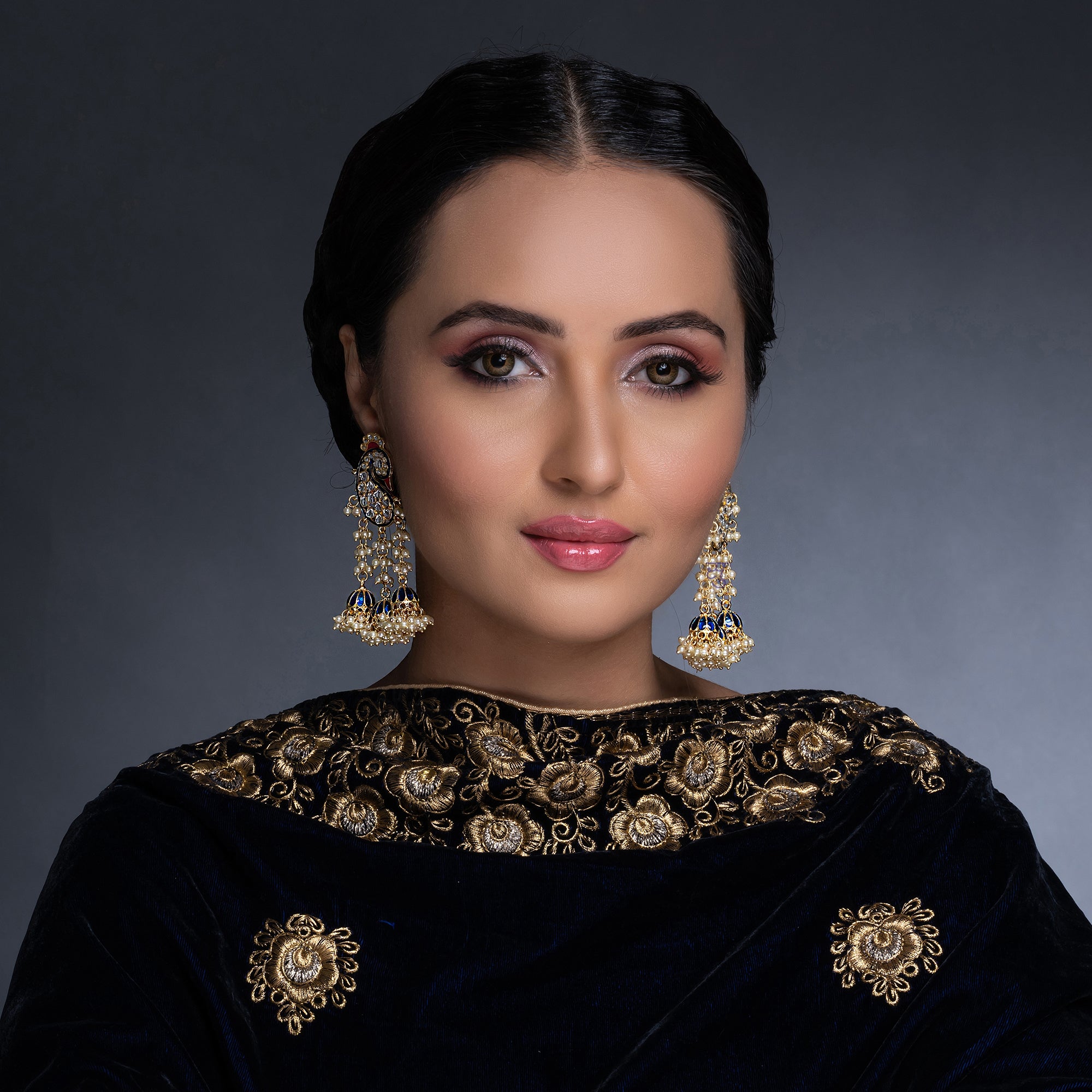 Sukkhi Brilliant Pearl Gold Plated Kundan Meenakari Earring Set Worn By Karisma Kapoor