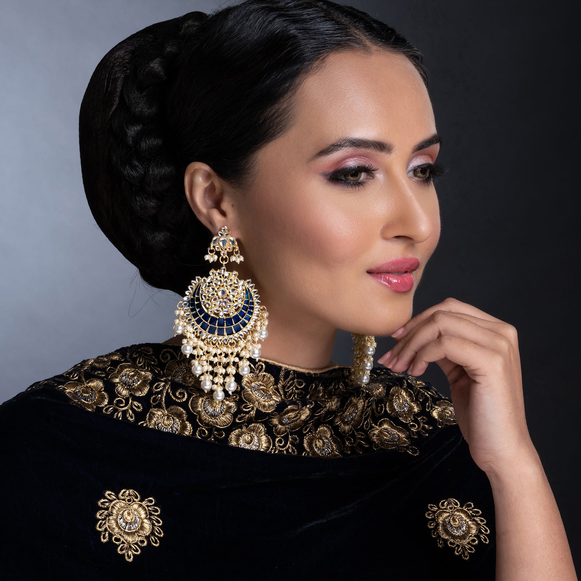 Sukkhi Exclusive Pearl Gold Plated Kundan Meenakari Earring Set Worn By Karisma Kapoor