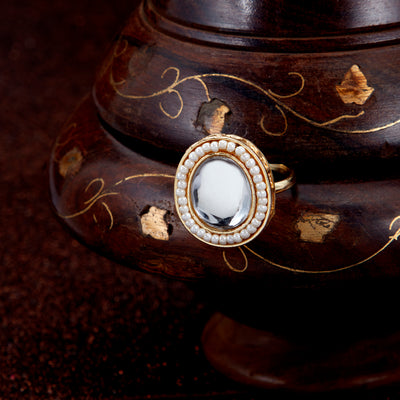 Sukkhi Cluster Kundan Gold Plated Pearl Ring Worn By Karisma Kapoor