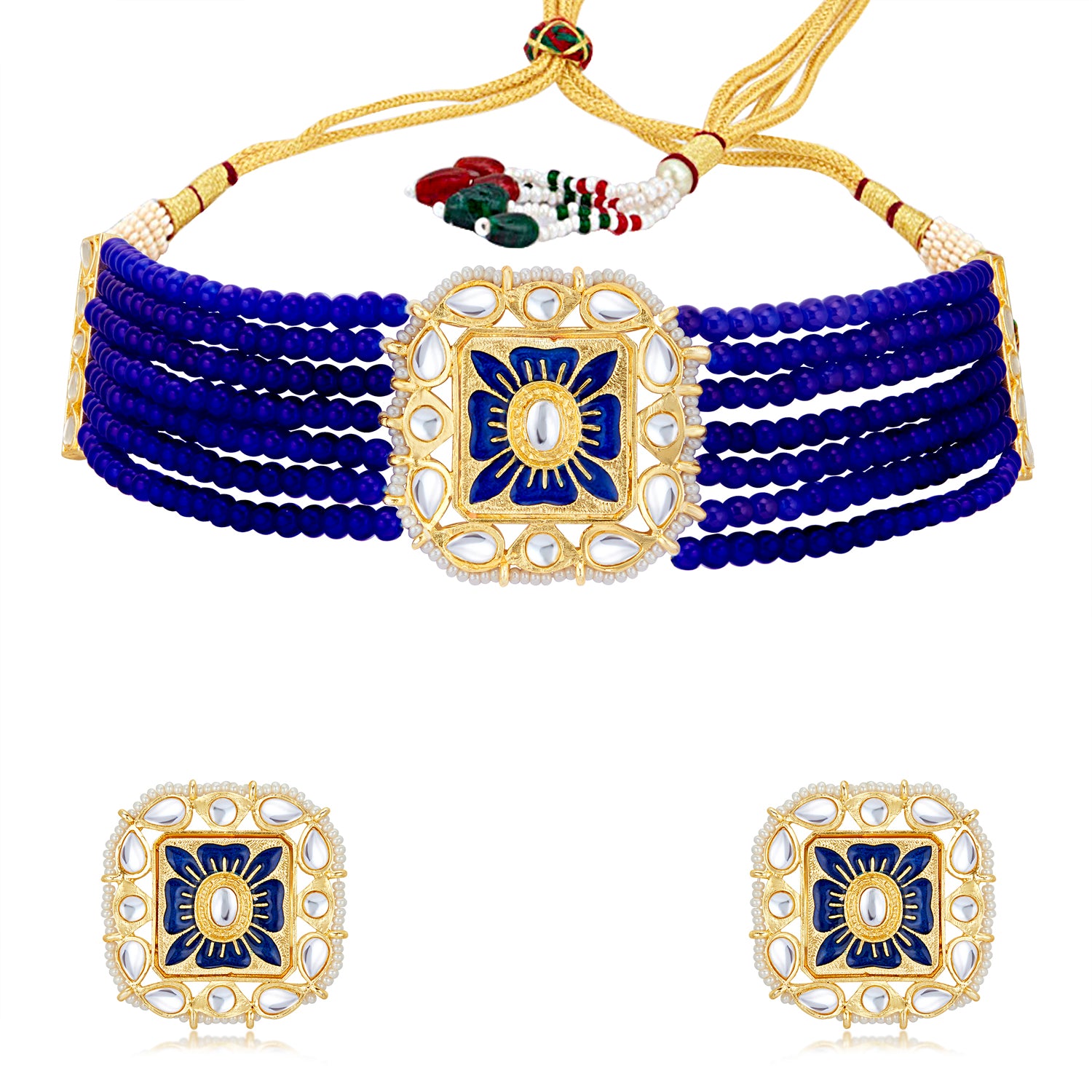 Sukkhi Graceful Kundan Gold Plated Meenakari Choker Necklace Set Worn By Karisma Kapoor