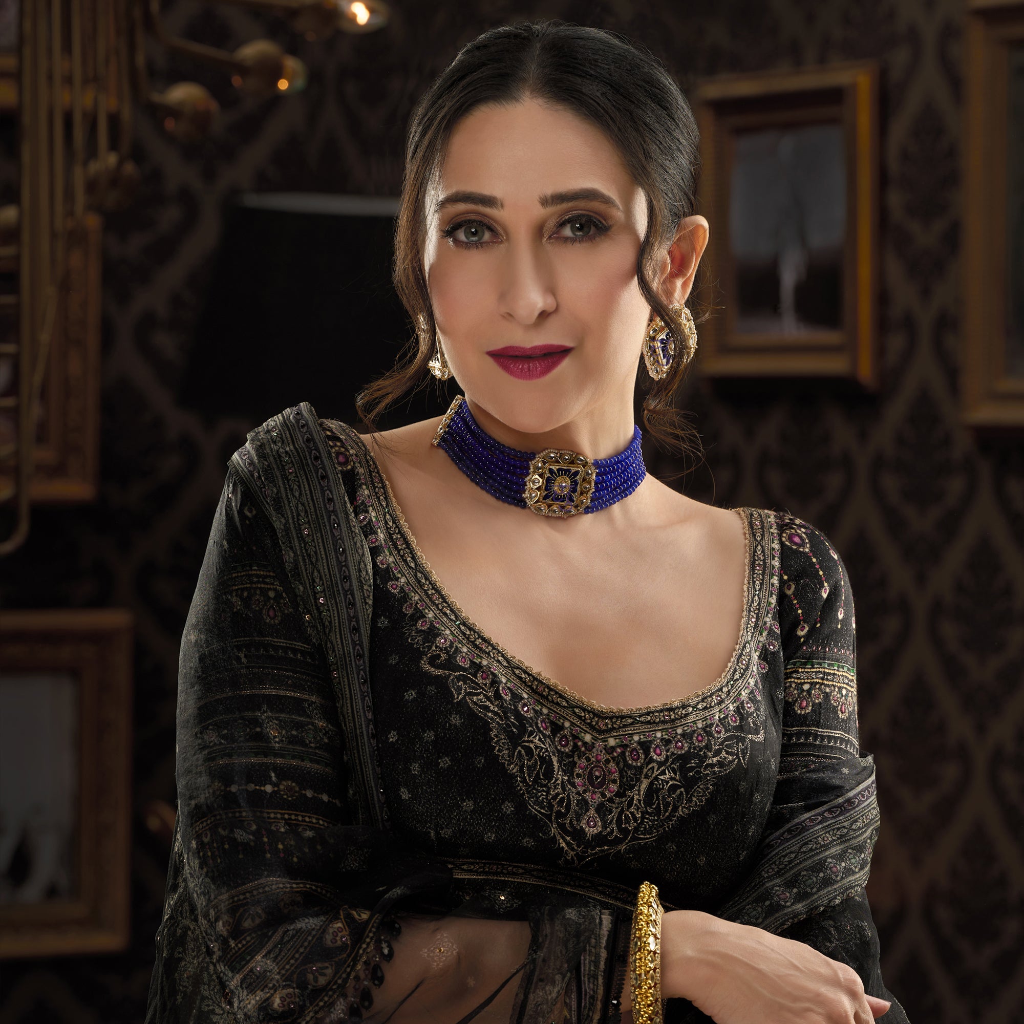 Sukkhi Graceful Kundan Gold Plated Meenakari Choker Necklace Set Worn By Karisma Kapoor