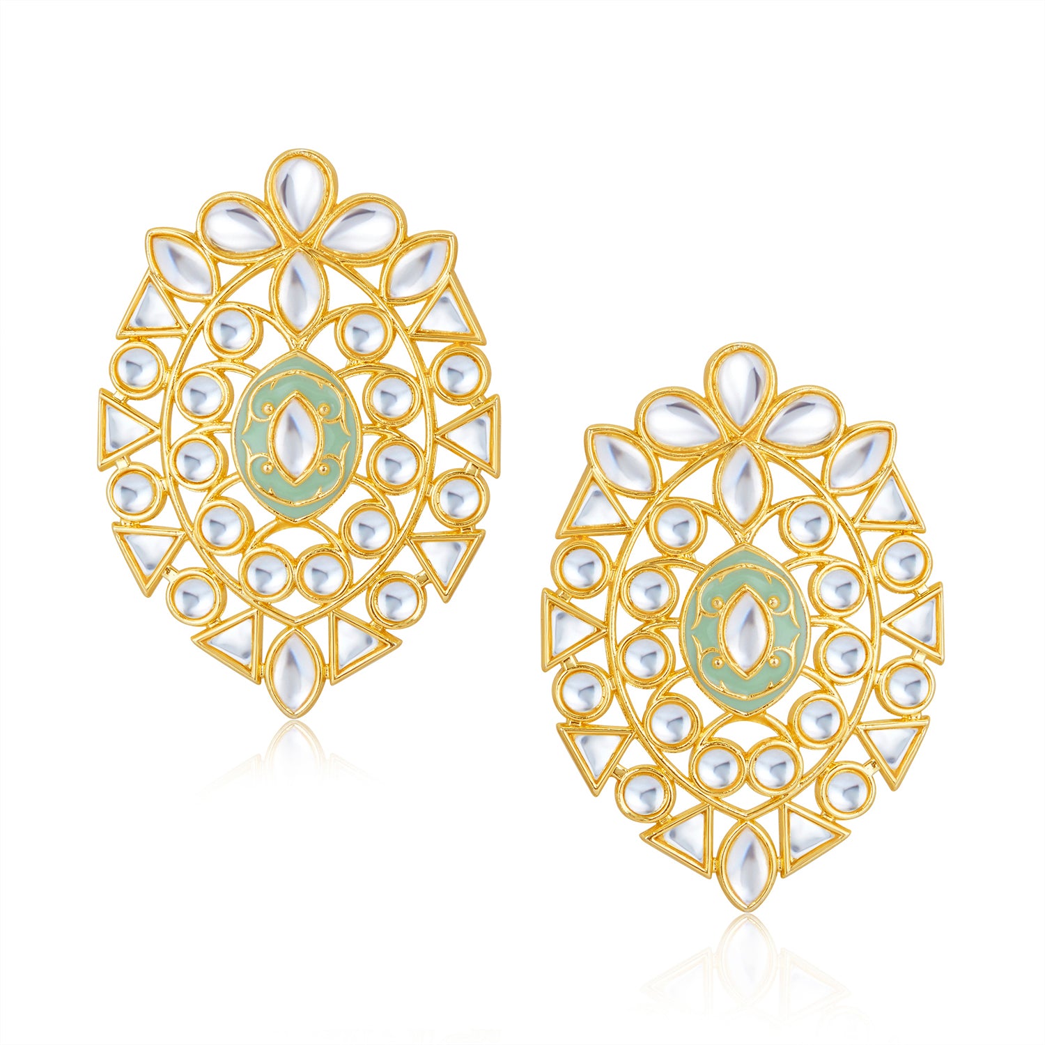 Sukkhi Marvellous Kundan Gold Plated Pearl Mint Necklace Set Worn By Karisma Kapoor