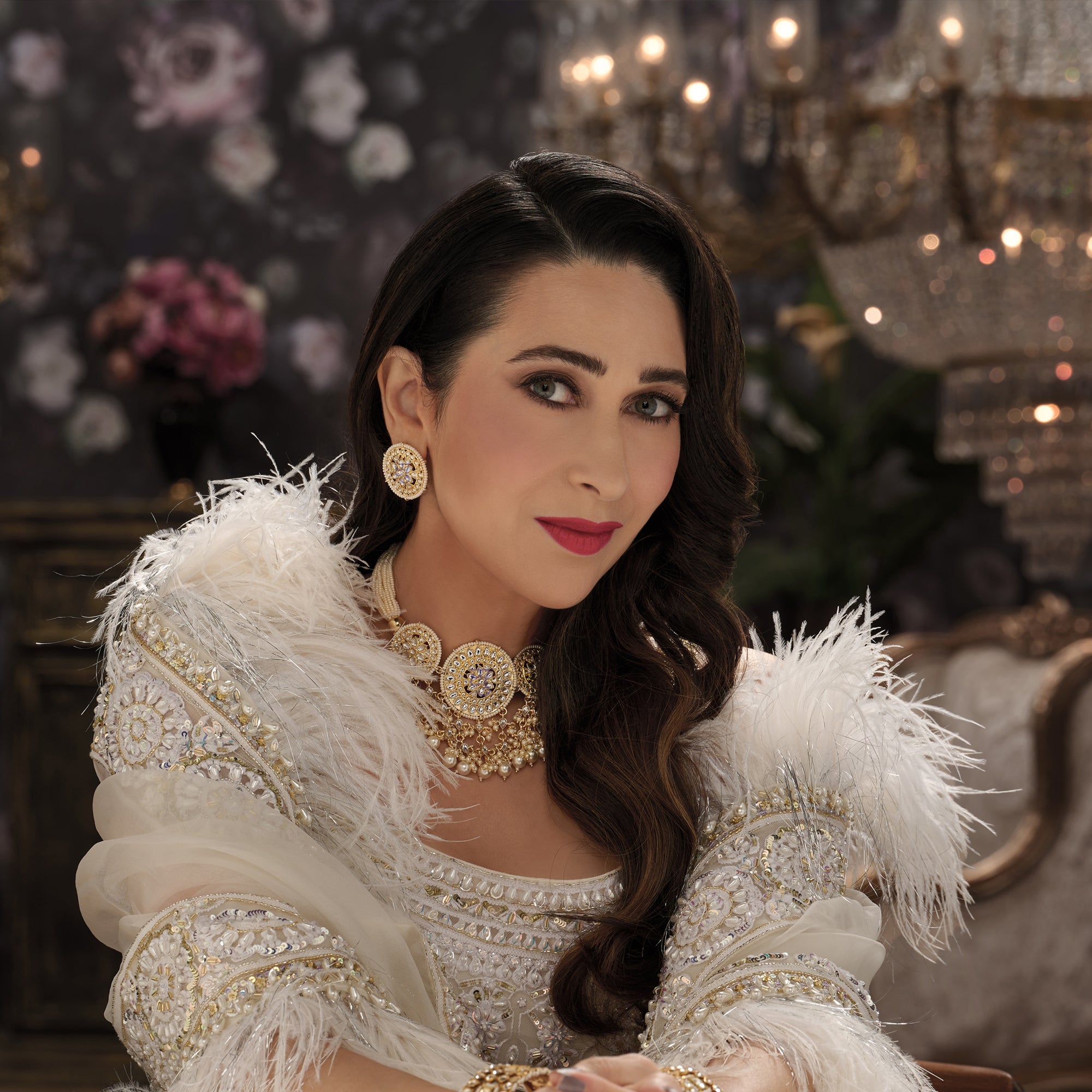 Sukkhi Modern Kundan Gold Plated Pearl Choker Necklace Set Worn By Karisma Kapoor