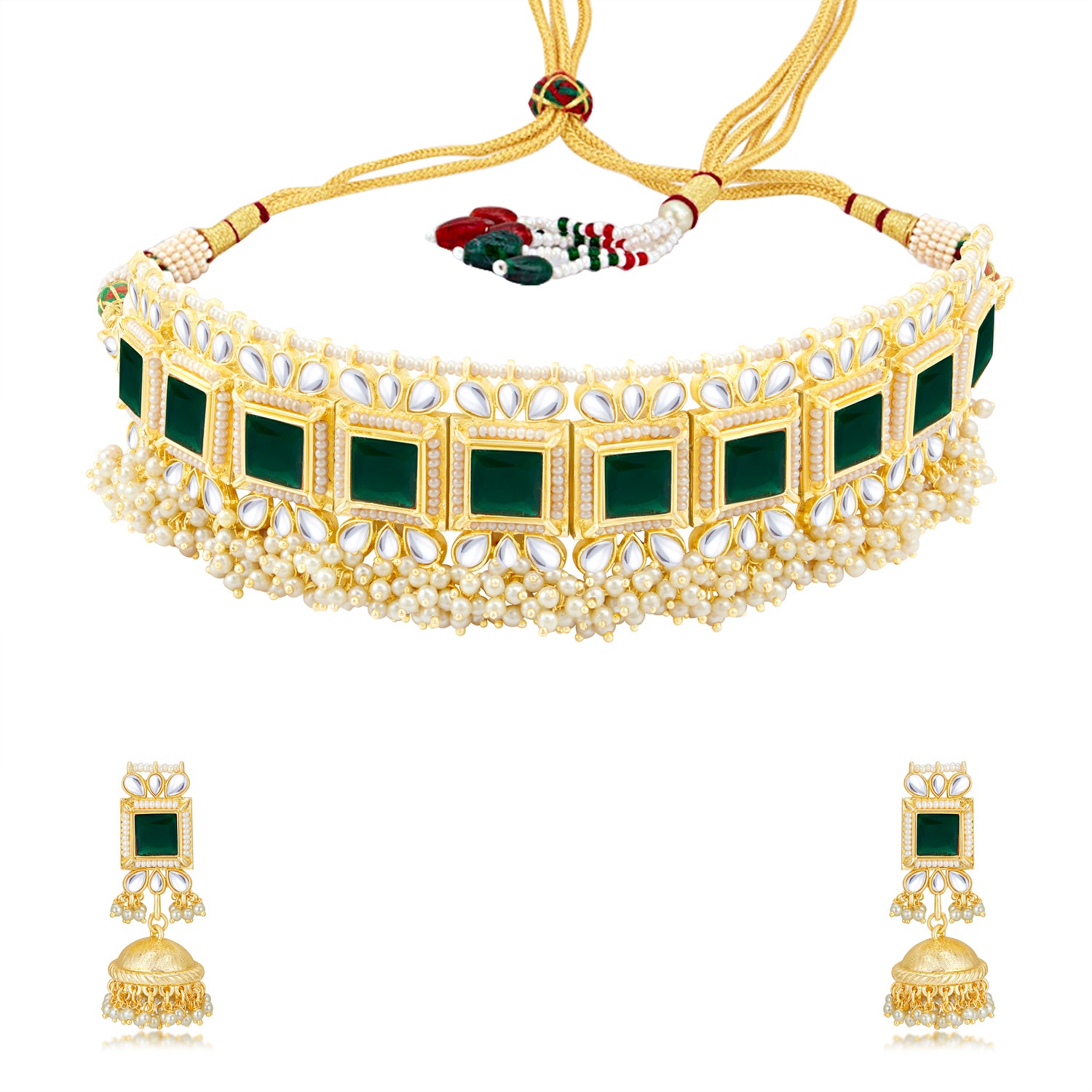 Sukkhi Classic Pearl Gold Plated Kundan Choker Necklace Set Worn By Karisma Kapoor