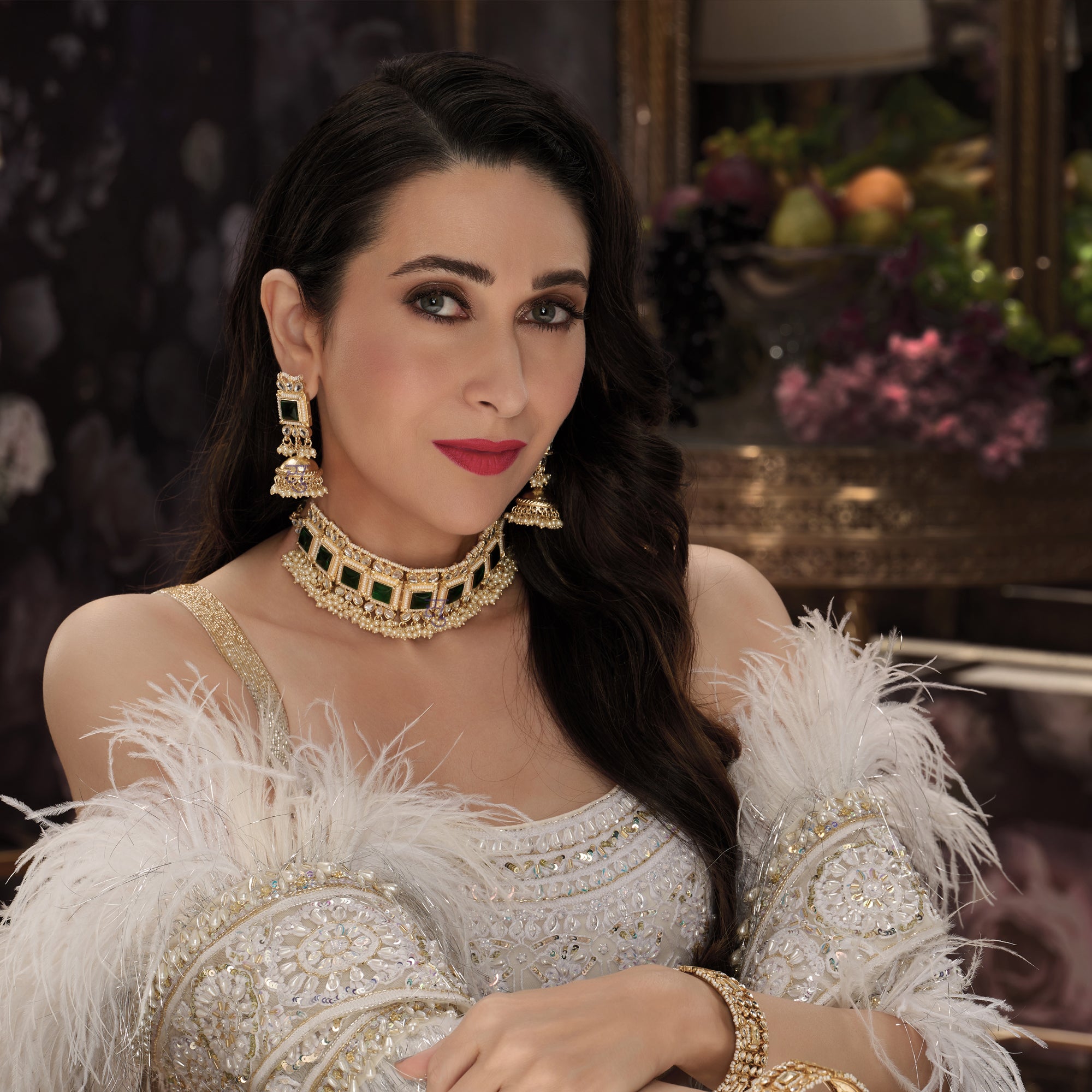 Sukkhi Classic Pearl Gold Plated Kundan Choker Necklace Set Worn By Karisma Kapoor