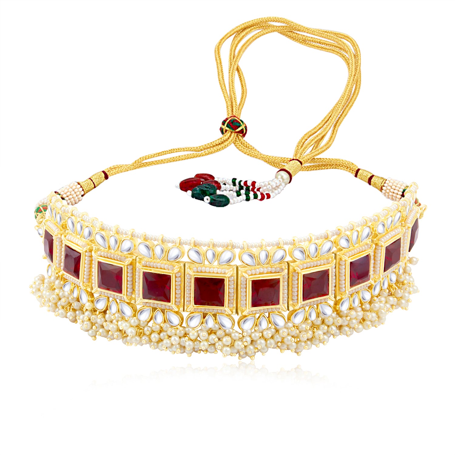 Sukkhi Dazzling Pearl Gold Plated Kundan Choker Necklace Set Worn By Karisma Kapoor