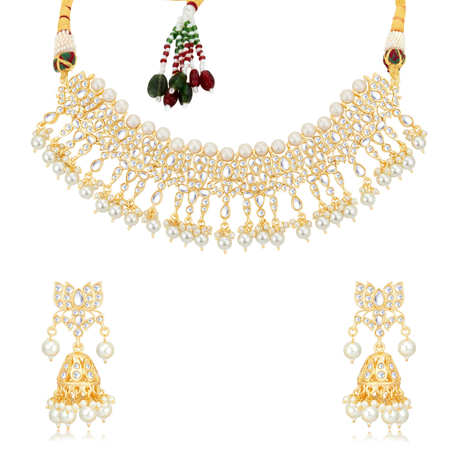 Sukkhi Elegant Kundan Gold Plated Pearl Choker Necklace Set Worn By Karisma Kapoor
