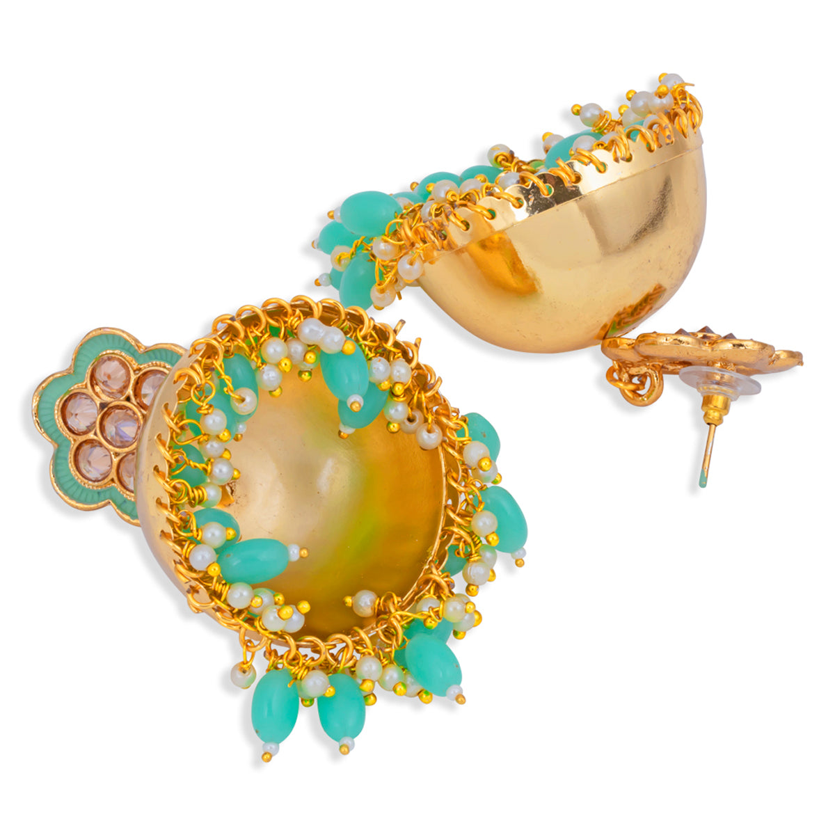 Sukkhi Sparkling Gold Plated Floral Meenakari Jhumki Earring for Women