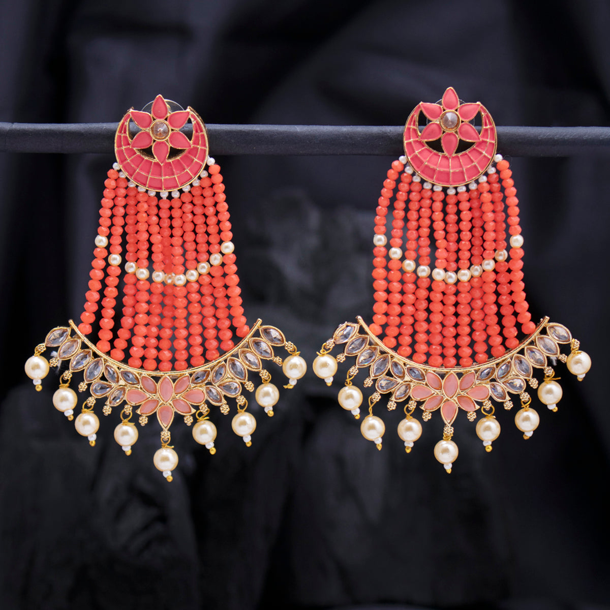Sukkhi Dazzling Pearl Gold Plated Kundan Meenakari Dangle Earring for Women