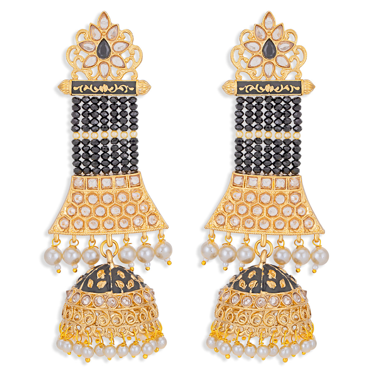 Sukkhi Exotic Pearl Gold Plated Kundan Meenakari Jhumki Earring for Women