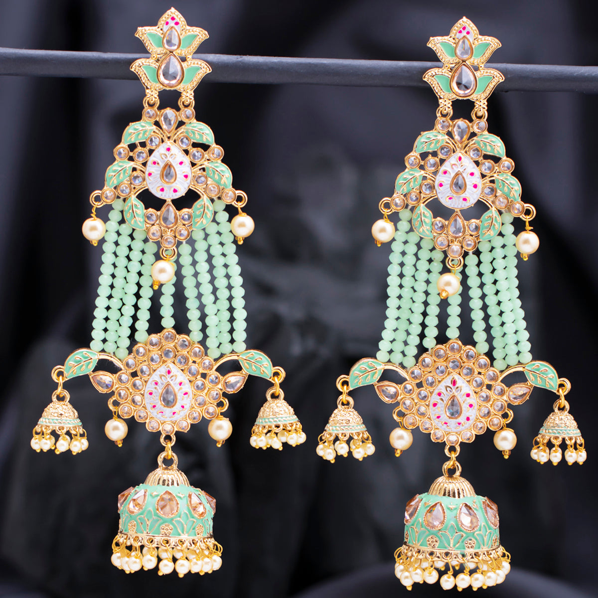Sukkhi Gleaming Pearl Gold Plated Kundan Meenakari Jhumki Earring for Women (SKR85776)