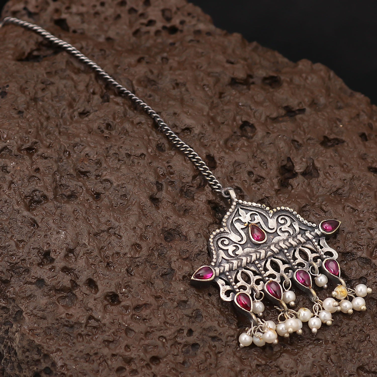 Sukkhi Classy Mesmerising Oxidised Pearl Maangtikka For Women