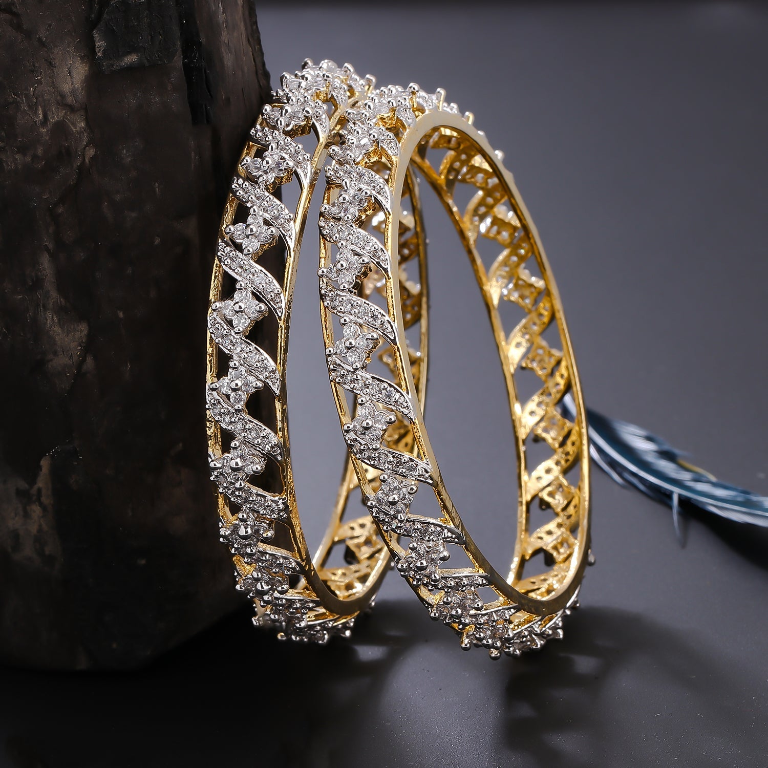 Sukkhi Glitzy Trendy Gold Plated CZ Bangles for Women