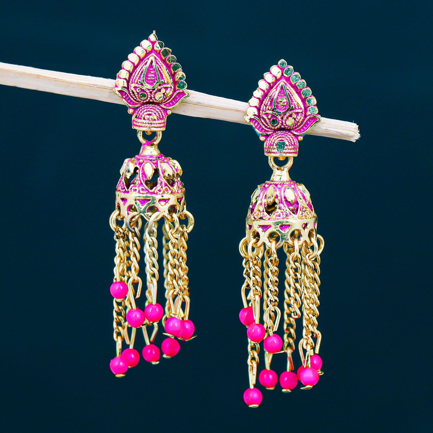 Sukkhi Pink Attractive Pearl Jhumki Gold Plated Earring for Women