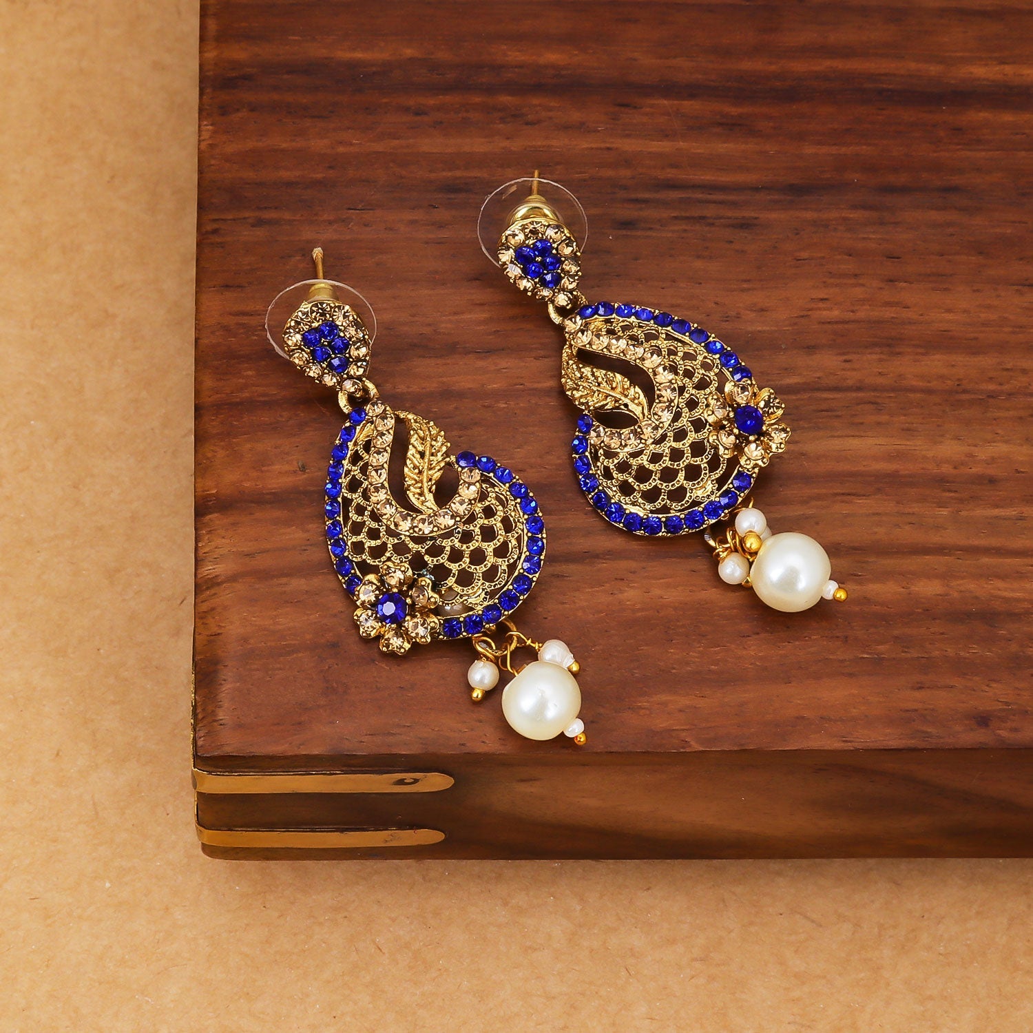 Sukkhi Golden Glamorous AD Dangle Gold Plated Earring for Women