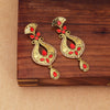 Sukkhi Red Antique AD Dangle Gold Plated  Earring for Women