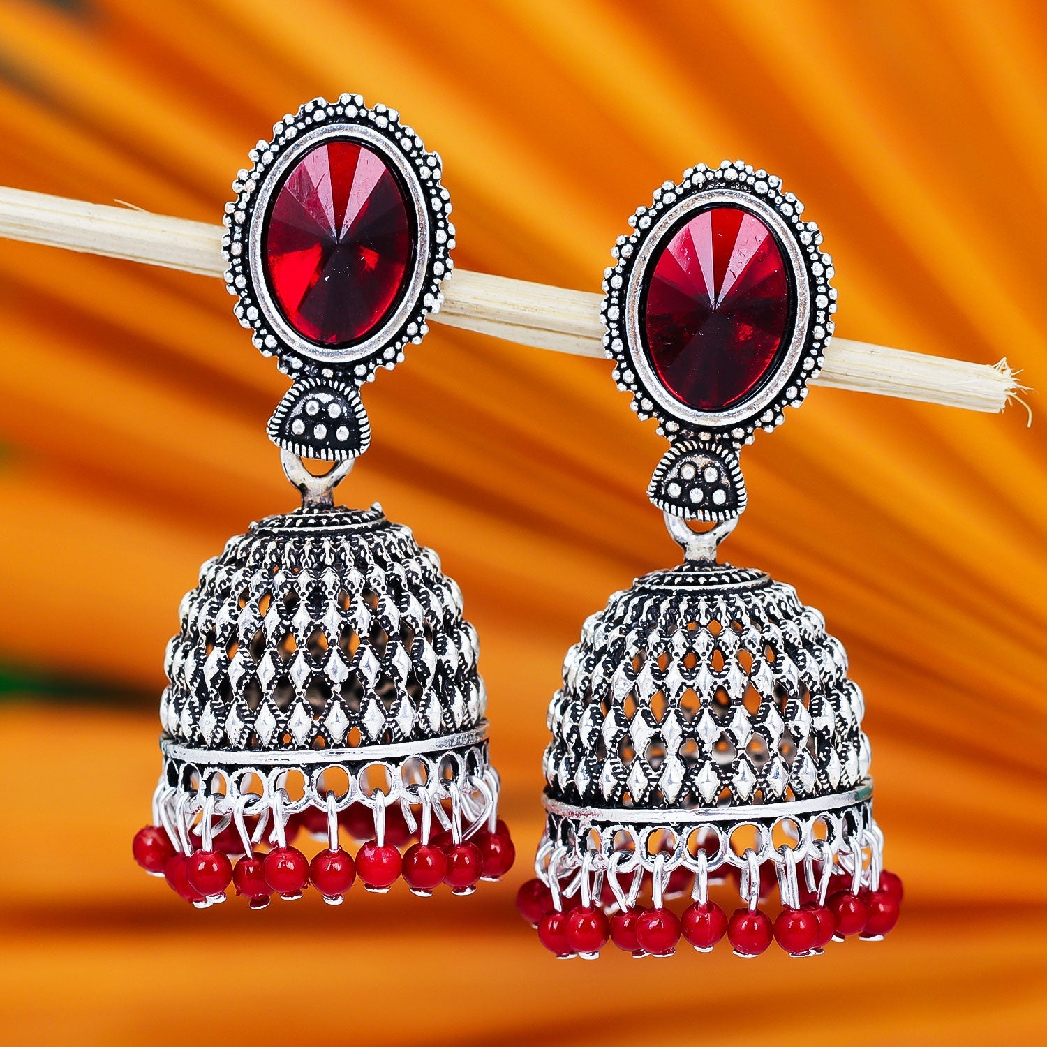 Sukkhi Ruby Gorgeous AD Jhumki Rhodium Earring for Women
