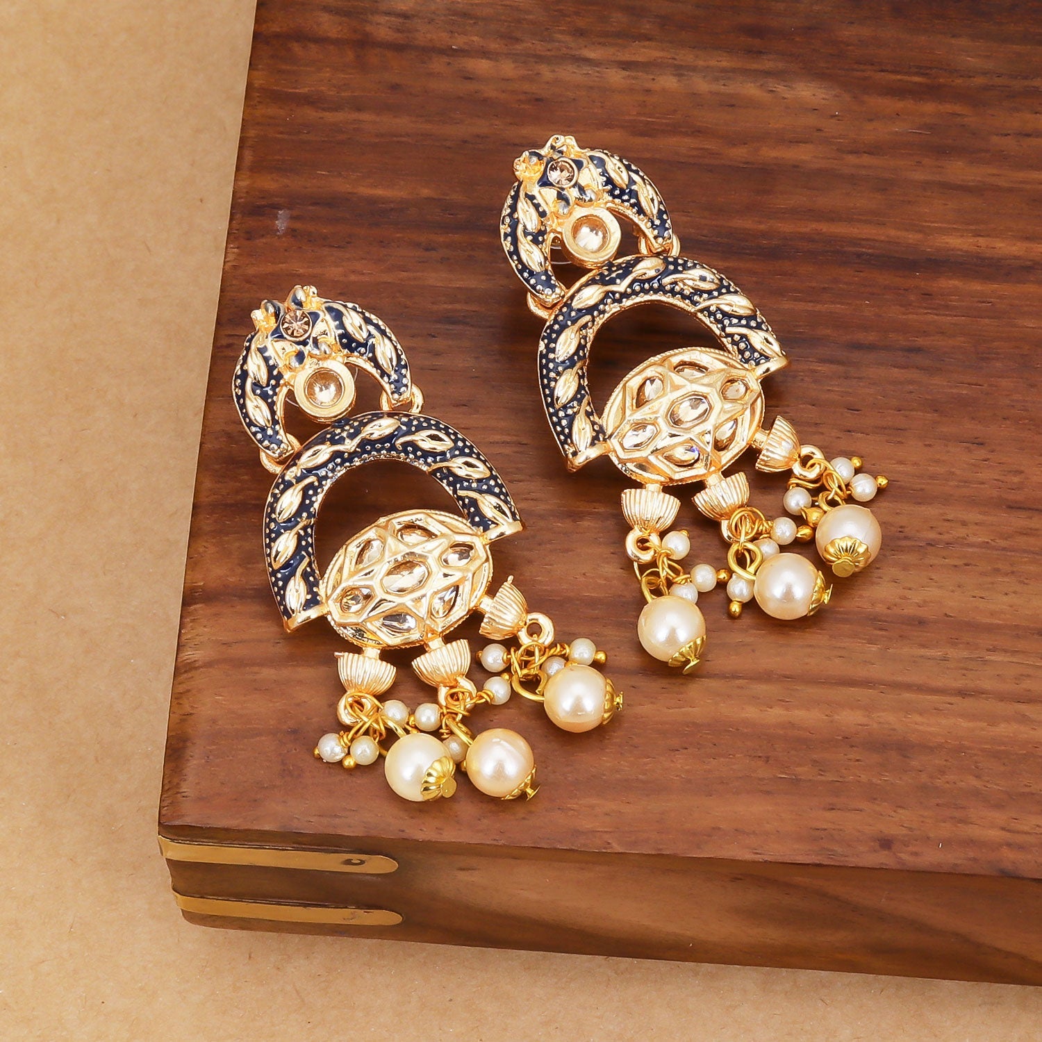 Sukkhi Golden Excellent Pearl Drop Gold Plated Earring for Women