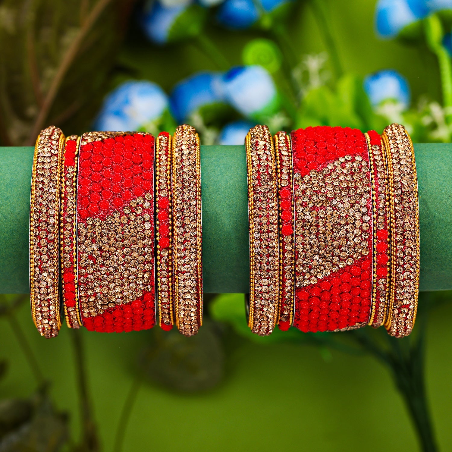 Sukkhi Lovely Red Gold Plated Bangle Set for Bride & Women