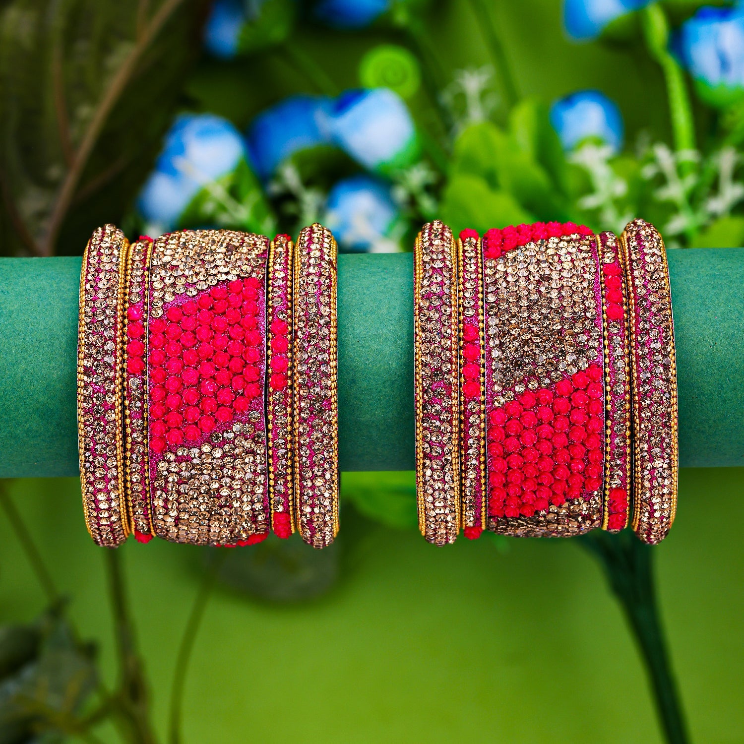 Sukkhi Appealing Pink Gold Plated Bangle Set for Bride & Women