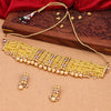 Sukkhi Glorious Kundan & Pearl Choker Yellow Gold Plated Necklace Set For Women