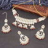 Sukkhi Modish Kundan & Pearl Choker Gold Plated Maroon Necklace Set For Women