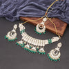 Sukkhi Sparkling Kundan & Pearl Choker Gold Plated Green Necklace Set For Women