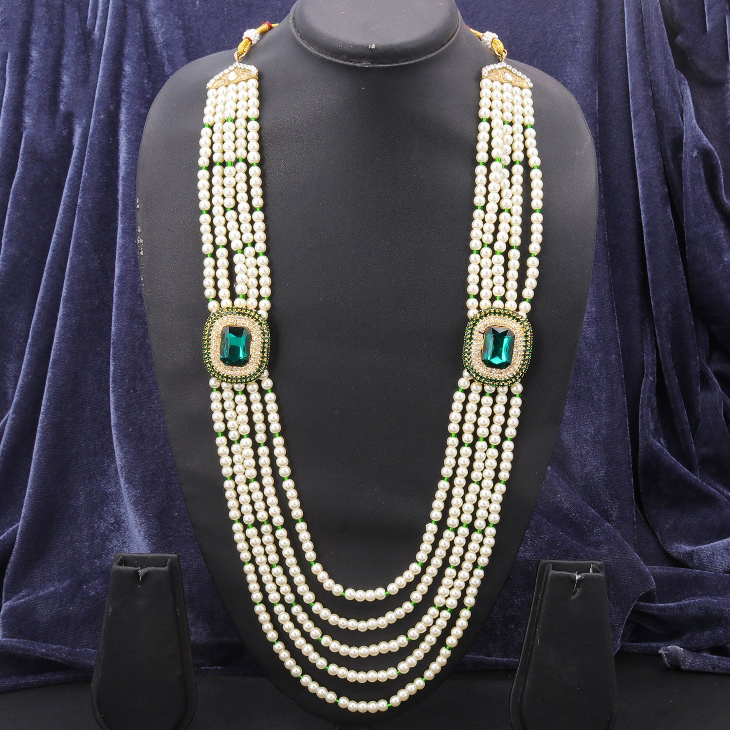 Sukkhi Exotic Pearl Layer Gold Plated Green Mala For Women