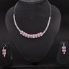 Sukkhi Glorious Choker CZ Pink Rhodium Plated Necklace Set For Women