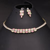 Sukkhi Modern Choker CZ Pink & Green Gold Plated Necklace Set For Women
