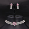 Sukkhi Modish Choker CZ Silver Rhodium Plated Necklace Set For Women
