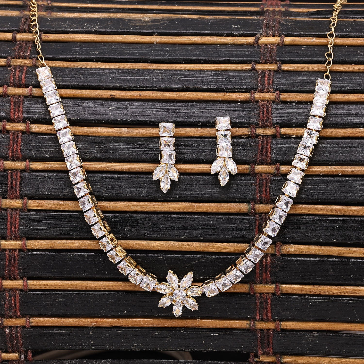 Sukkhi Eye-Catchy Choker CZ Golden Gold Plated Necklace Set For Women