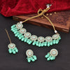 Sukkhi Creative Choker Kundan & Pearl Green Gold Plated Necklace Set For Women