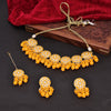 Sukkhi Delightly Choker Kundan & Pearl Orange Gold Plated Necklace Set For Women