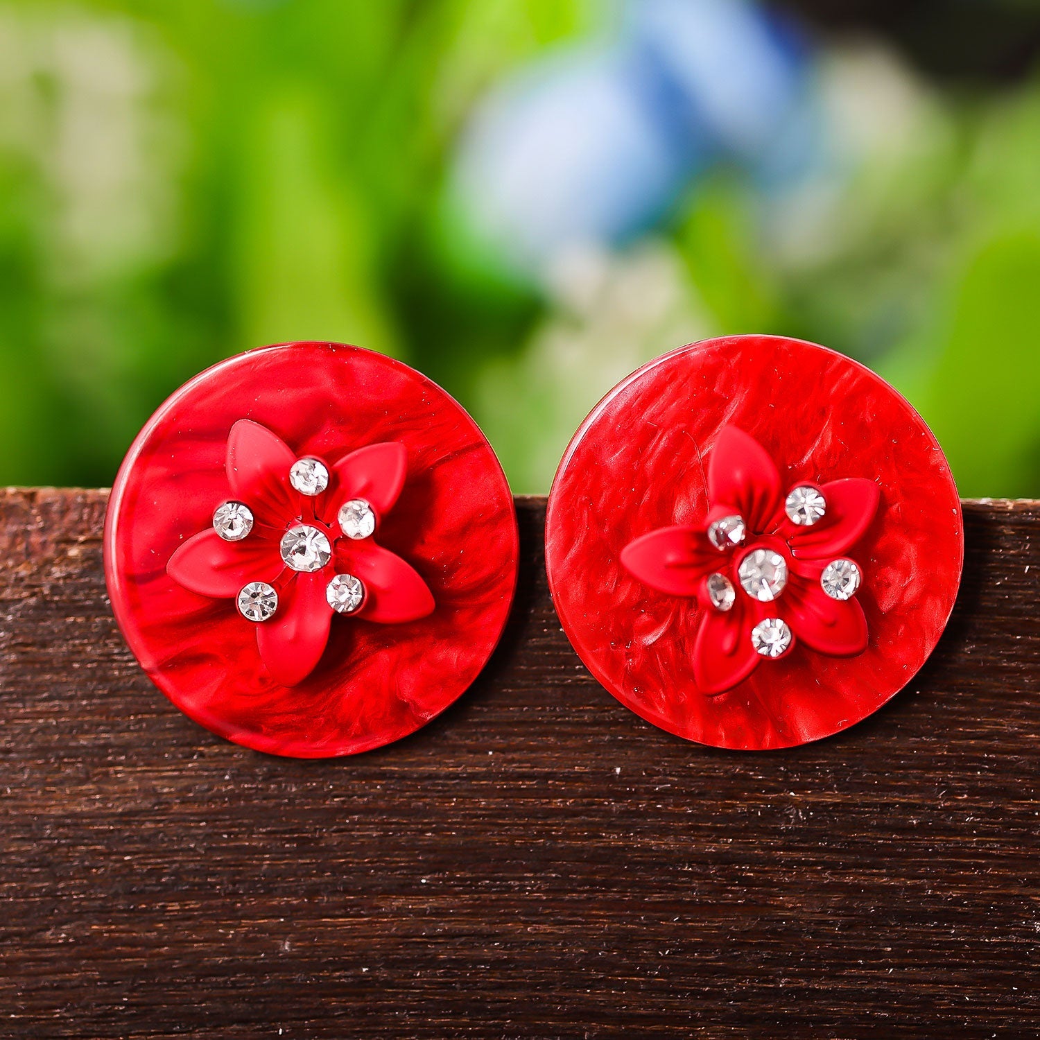 Sukkhi Sensational Stud Pearl Red Acrylic Earring For Women