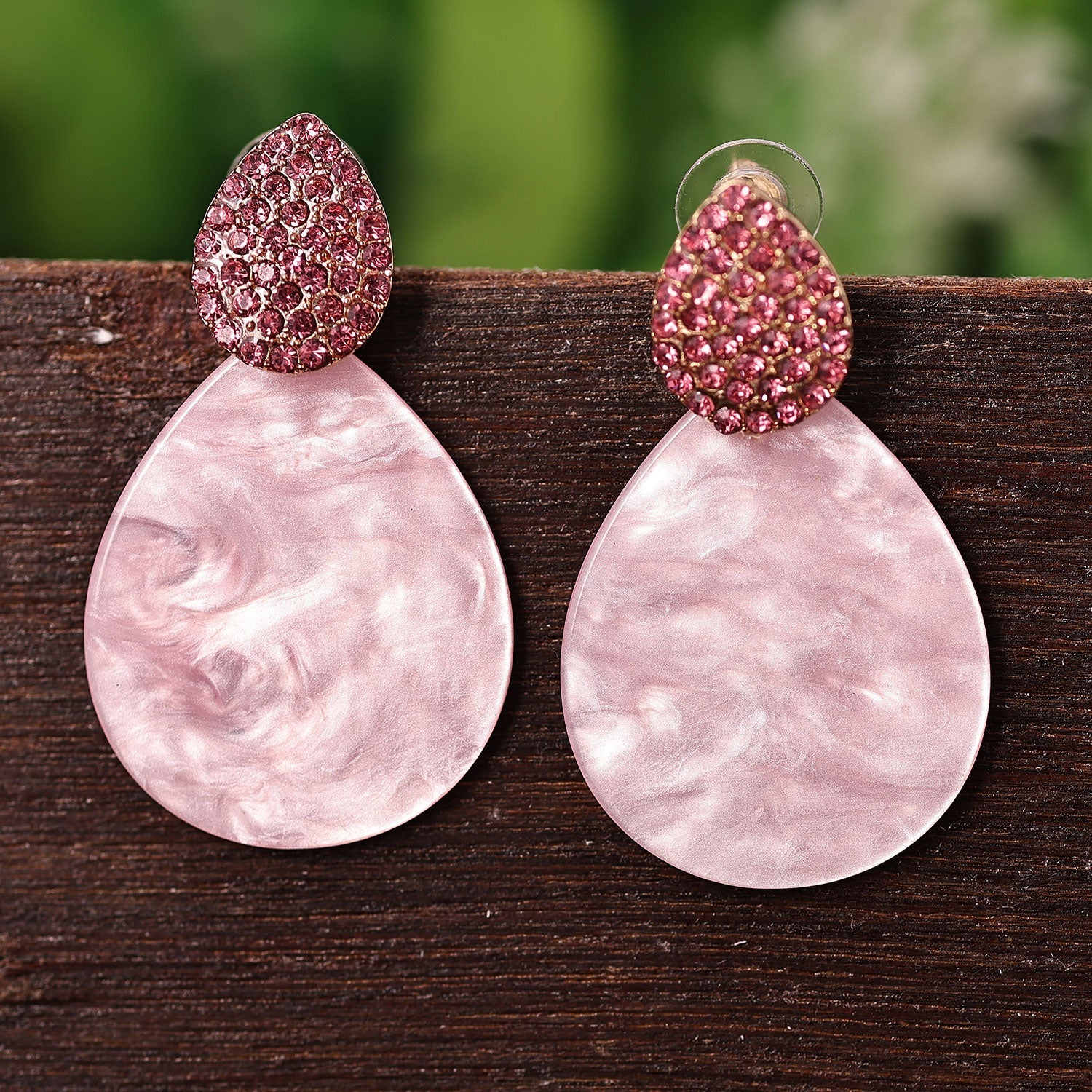 Sukkhi Glistening Drop AD Pink Acrylic Earring For Women